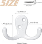 Homanu 34 Pack Coat Hooks, Heavy Duty Double Prong Coat Hooks Wall Mounted - Image 5