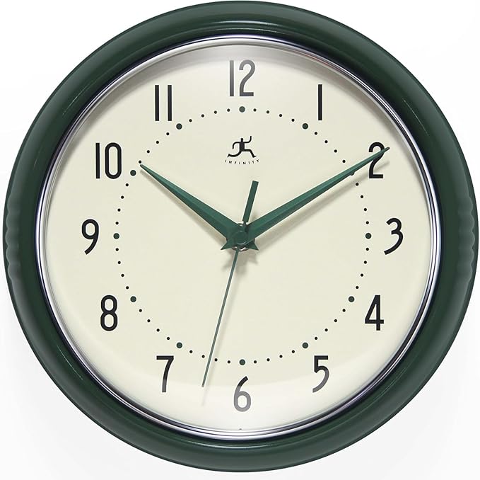Infinity Instruments LTD. Retro 9 inch Silent Sweep Non-Ticking Mid Century by InfinityInstruments