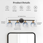 TALOYA Bathroom Vanity Light Fixtures, 4-Light Black and Gold Wall Lights - Image 2