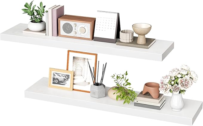 HOOBRO Floating Shelves for Wall, Wall Mounted Shelf Set of 2, 31.5" Hanging - Image 7