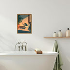 Funny Frog Bathroom Wall Art, Cute Japanese Frog in Toilet Wall Decor, - Image 7