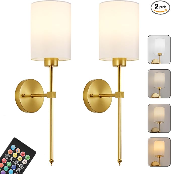 Battery Operated Wall Sconces Set of Two, Wireless Rechargeable Wall Light by KARTOOSH
