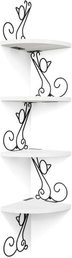 Alsonerbay Floating Corner Wood Shelves, 4 Tier Wall Mounted Rustic Storage by Alsonerbay