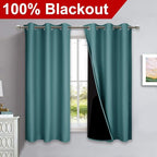 NICETOWN 100% Blackout Curtains 54 inches Long, Sea Teal, 1 Pair, 42 inches - Image 2