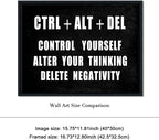 Pyradecor Black Framed Canvas Wall Art Motivational CTRL+ALT+DEL Classroom - Image 6