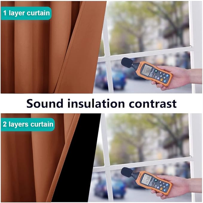 NICETOWN Burnt Orange 100% Blackout Curtains 45 inches Long, 2 Thick Layers - Image 4
