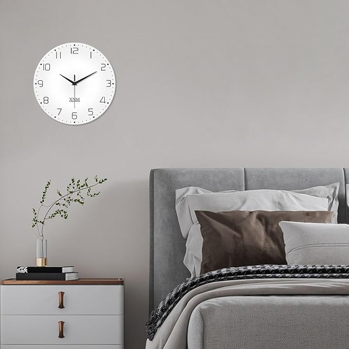 XNM Small Modren Minimalist Glass Wall Clocks Battery Operated 12 Inch Simple - Image 4