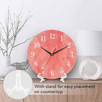 Mxocom Coral Red Wall Clock Magenta Pastel Artistic 10 Inch Silent Non Ticking - Image 3