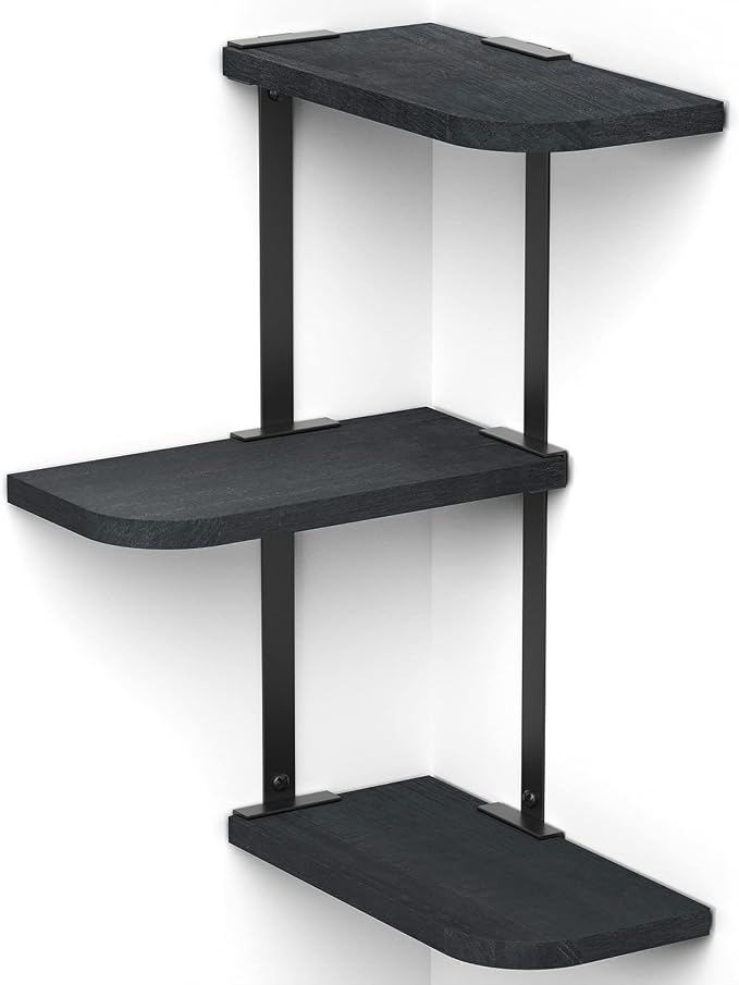 Love-KANKEI Corner Shelf Wall Mount of 3 Tier Rustic Wood Floating Shelves by Love-KANKEI