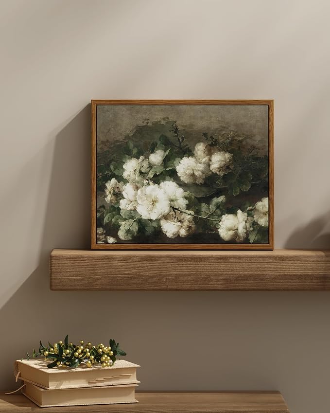 InSimSea Framed Canvas Wall Art Vintage Decor, Flower Prints Wall Art Room Wall - Image 2