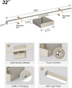 Rayogale 32 Inch Rechargeable Battery Operated Wall Sconce Set of Two, Cordless - Image 4