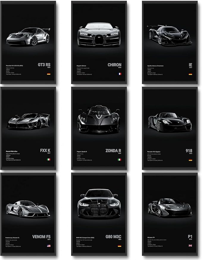 CSLGQGV Car Poster Vintage Racing Car Wall Art Supercar Canvas Prints Painting by Unknown