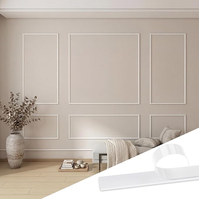 Pangda Peel and Stick Wall Molding Kit, 3D Premade Accent Molding Wainscoting by Pangda
