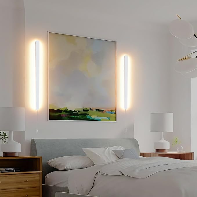 KELUOLY Modern Plug in Wall Lights, 31.4 inch Frosted White LED Long Wall Sconce - Image 6