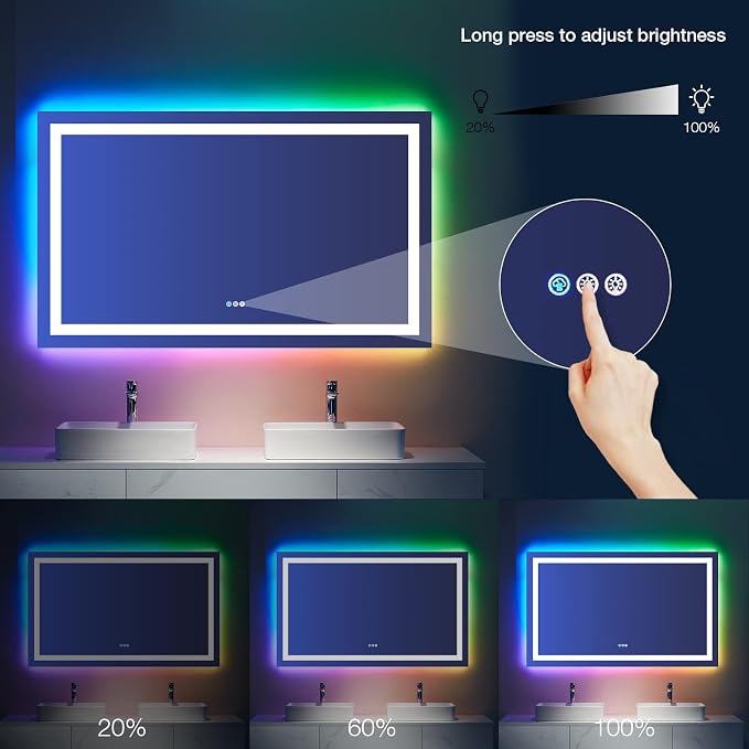 LOAAO 32”X36“ RGB LED Bathroom Mirror - Image 5