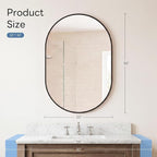 DUMOS 20" x 30" Oval Bathroom Mirror, Tempered Glass, Morden Vanity Mirror - Image 3