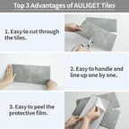 AULIGET 20-Piece Mountain Rock Peel and Stick Backsplash Wall Tiles, Laundry - Image 7
