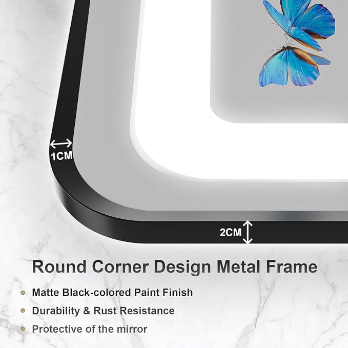 24x36 Inch Black Frame LED Bathroom Mirror - Image 5