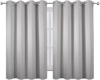 LEMOMO Blackout Curtains 66 x 54 Inch Long Light Grey Curtains Set of 2 Panels - Image 2