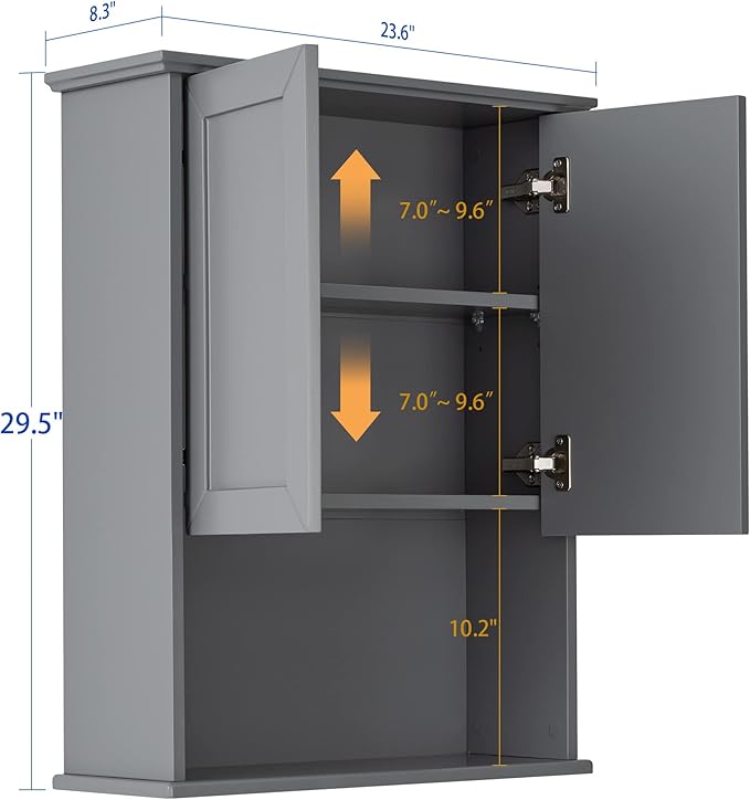 VANIRROR Grey Cabinet Wall Mounted - Image 2