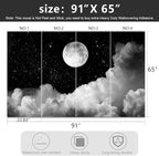 -Gray Galaxy Universe Moon Fabric Wallpaper Ceiling Starry Night White Clouds - Image 4