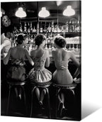 Vintage Black and White Posters Trendy Women Drink Cocktail Wall Art Funky by Acqooeakt