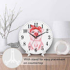 Mxocom Pink Pig Wall Clock Funny Cartoon Pig Wearing Red Bandana 10 Inch Silent - Image 3