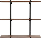 Kate and Laurel Atwood Three-Tiered Adjustable Mango Wood Wall Shelf, Walnut - Image 9