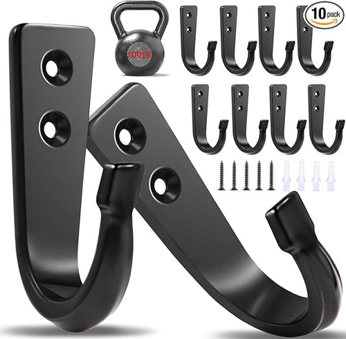 10Pcs Heavy Duty Wall Hooks for Hanging, Large Size Wall Hooks, Coat Hooks by WODEGIFT