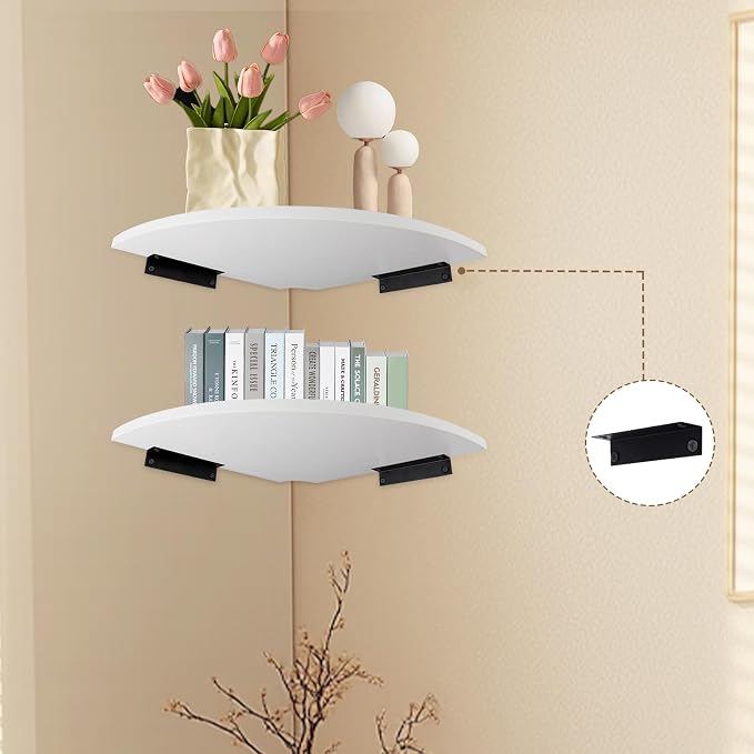 JJL Corner Shelf, 12-Inch Sector Wall Shelf - Image 4