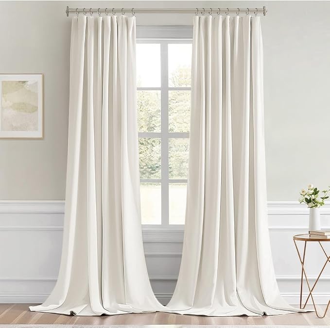 MIULEE Ivory Back Tab Blackout Curtains 120 Inch Long 2 Panels Set - Image 9