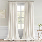 MIULEE Ivory Back Tab Blackout Curtains 120 Inch Long 2 Panels Set - Image 9