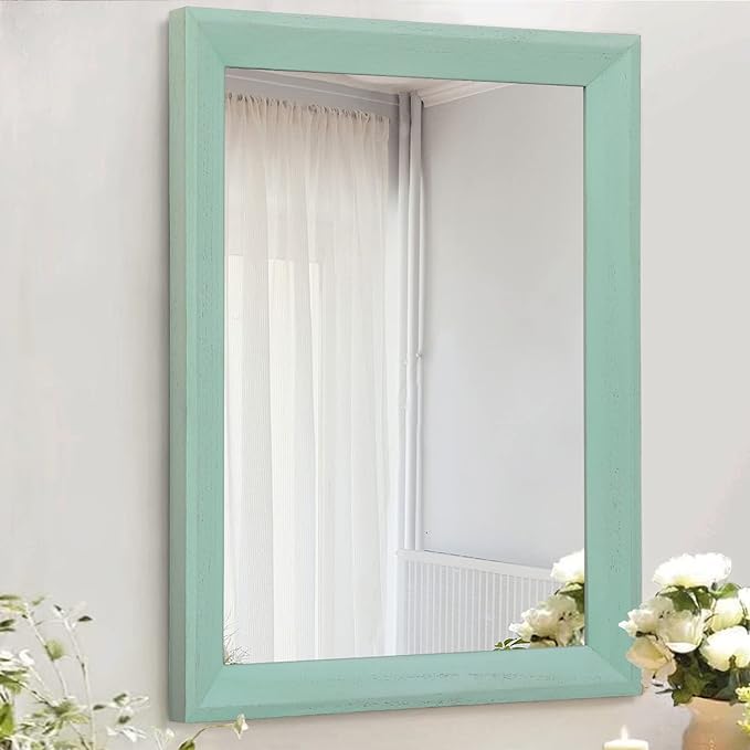 AAZZKANG Wood Framed Mirror Rectangle Modern Farmhouse Wall Mirrors Decor by AAZZKANG