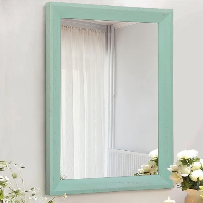 AAZZKANG Wood Framed Mirror Rectangle Modern Farmhouse Wall Mirrors Decor Large by AAZZKANG