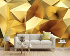 -3D Gold Geometry Fabric Wallpaper Living Room Bedroom Bathroom Modern Large - Image 2