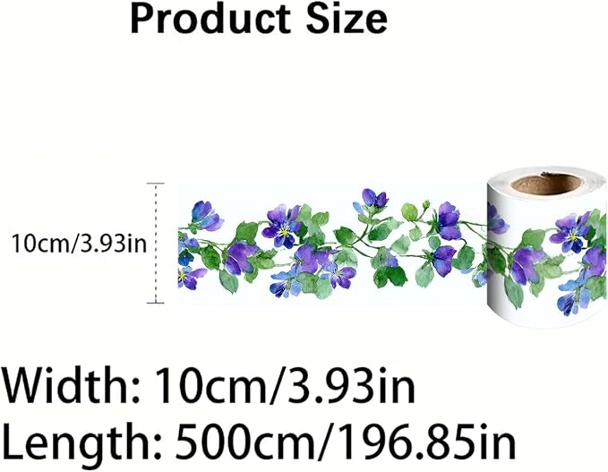Purple Blue Floral Wallpaper Border 196x4 Inch Peel and Stick Wall Border Self - Image 4