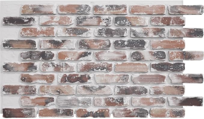 EverStone Aged Brick Faux Brick Panel, 46 7/8" W x 27" H x 1 1/4" D, Farmhouse by EkenaMillwork