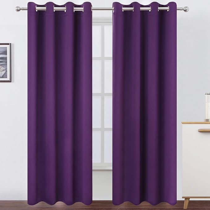 LEMOMO Blackout Curtains 52 x 120 Inch Long Purple Curtains Set of 2 Panels by Lemomo