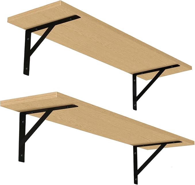 DINZI LVJ Long Wall Shelves, 31.5 Inch Wall Mounted Shelves Set of 2, by DINZILVJ