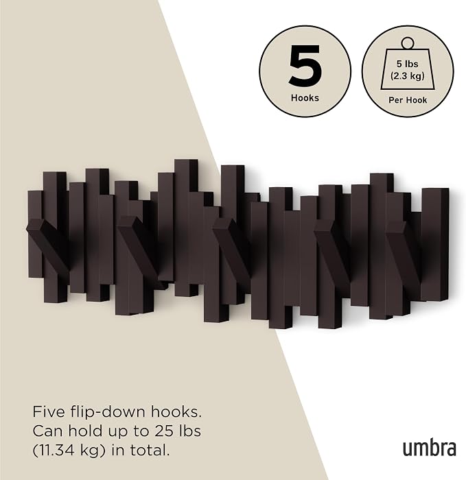 Umbra Sticks Wall-Mounted Coat Rack Rail Hook - Image 5