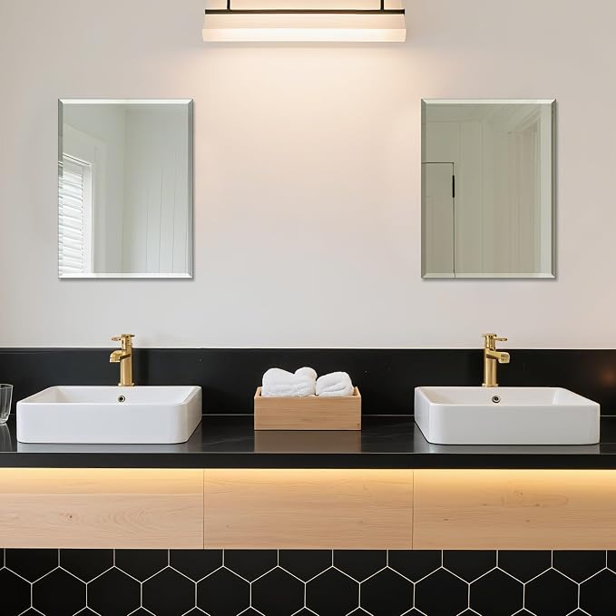 Beveled Bathroom Mirror for Wall, Rectangle Frameless Wall Mirror 16" x 12" - Image 6