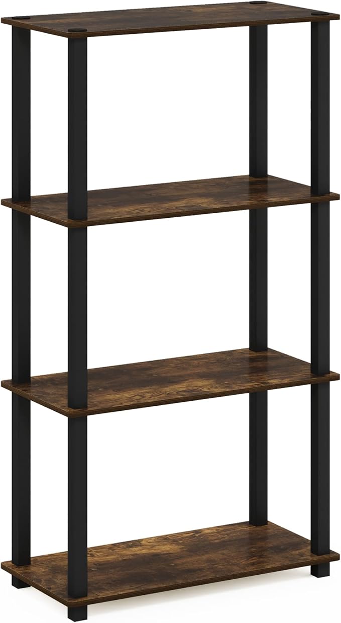 Furinno TURN-S-TUBE Storage Shelves, 4-Tier Book Shelf, Corner Shelf, Toolless - Image 5