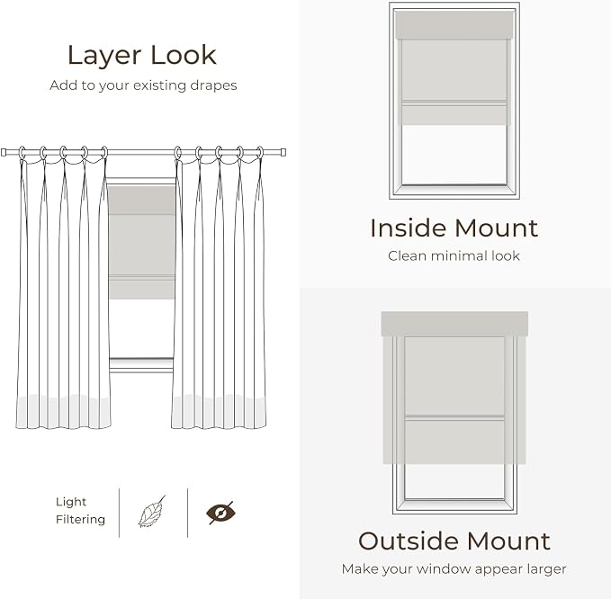 TWOPAGES Woven Bamboo Cordless Roman Shades, Custom No Drill or Motorized Blinds - Image 7