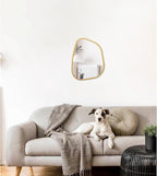 Asymmetrical Accent Mirror for Wall Irregular Oval Wood Frame Modern Unique - Image 3
