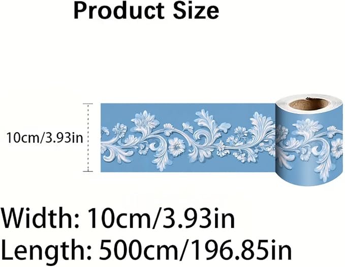 Blue Floral Wallpaper Border 196x4 Inch Peel and Stick Wall Border Elegant - Image 8
