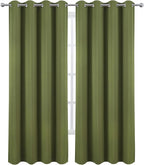 LEMOMO Blackout Curtains 52 x 90 Inch Long Olive Green Curtains Set of 2 Panels - Image 2