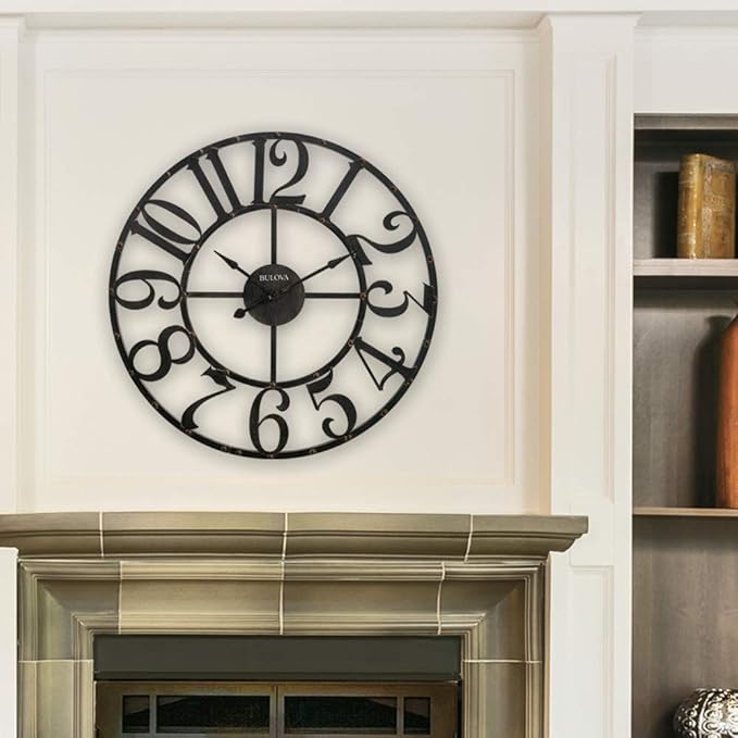 Bulova C4821 Oversize Gabriel Wall Clock, Rustic Brown - Image 2