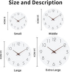 Mosewa Wall Clock 12 Inch Silent Non Ticking Battery Operated Wooden White - Image 2