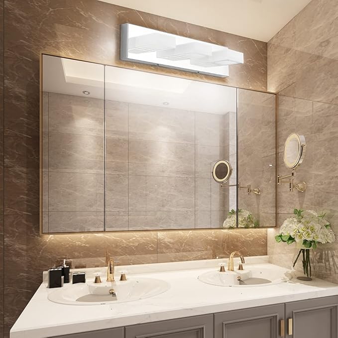 Ralbay Modern LED Bathroom Vanity Lights Chrome Stainless Steel Acrylic - Image 3