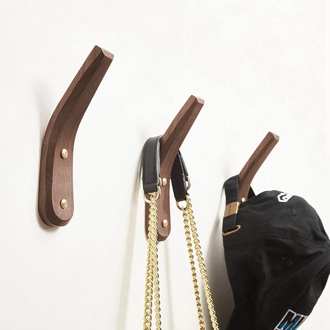 COCOYA 4Pack Wood Hooks Wall Mounted, Minimalist Easy Install Natural Real - Image 4